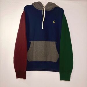 Polo Ralph Lauren Colorblock Hoodie Mens Medium Navy Blue Green Burgundy Grey